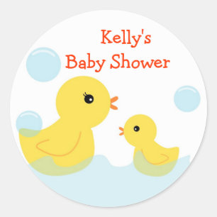 Pegatina Redonda Pegatinas de Baby Shower Rubber Ducky