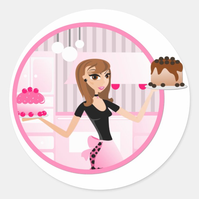 Pegatina Redonda Pegatinas de Baker/Bakery/Pastry Chef (Anverso)