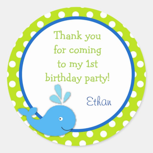 Pegatina Redonda Pegatinas de ballenas (Anverso)