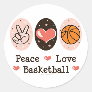 Pegatina Redonda Pegatinas de baloncesto Peace Love