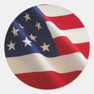 Pegatina Redonda Pegatinas de Bandera de Estados Unidos