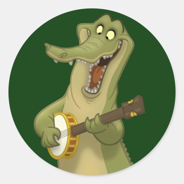 Pegatina Redonda Pegatinas de Banjo-Strummin' Gator (Anverso)