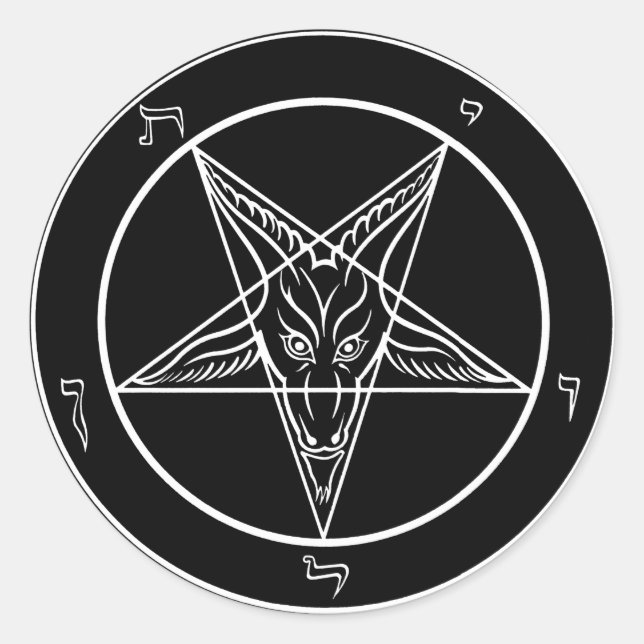 Pegatina Redonda Pegatinas de Baphomet (Anverso)