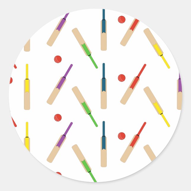 Pegatina Redonda Pegatinas de bates y bolas de críquet (Anverso)