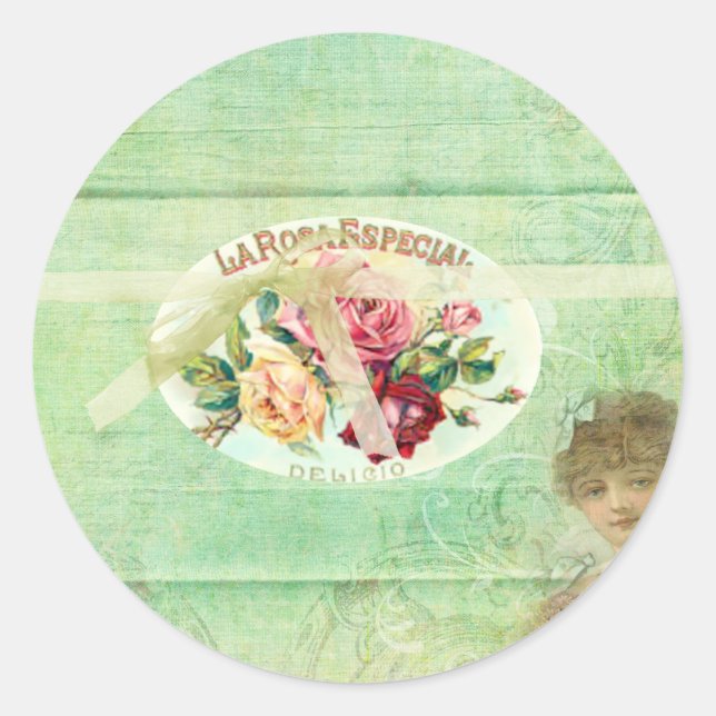 Pegatina Redonda Pegatinas de Bath románticos (Anverso)