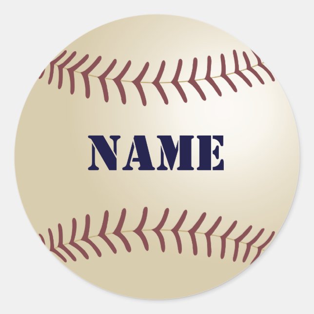 Pegatina Redonda Pegatinas de béisbol - Añade tu nombre (Anverso)