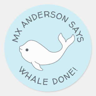 Pegatina Redonda Pegatinas de Beluga Whale Done