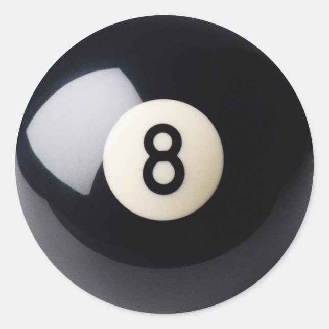 Pegatina Redonda Pegatinas de Billiards Snooker 8 Ball (Anverso)