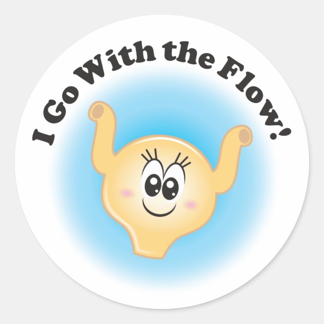 Pegatina Redonda Pegatinas de Billie Bladder "I Go With the Flow" (Anverso)