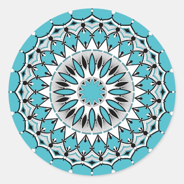 Pegatina Redonda Pegatinas de Blue Mandala (Diseño 1) (Anverso)