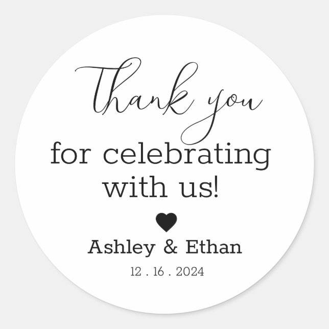 Pegatina Redonda pegatinas de boda (Anverso)