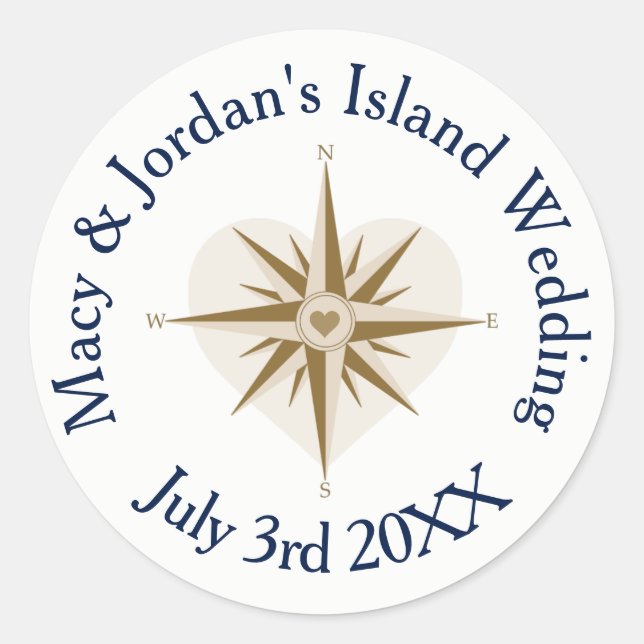 Pegatina Redonda Pegatinas de boda con temática de viajes - pegatin (Anverso)