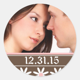 Pegatina Redonda Pegatinas de boda con tu foto