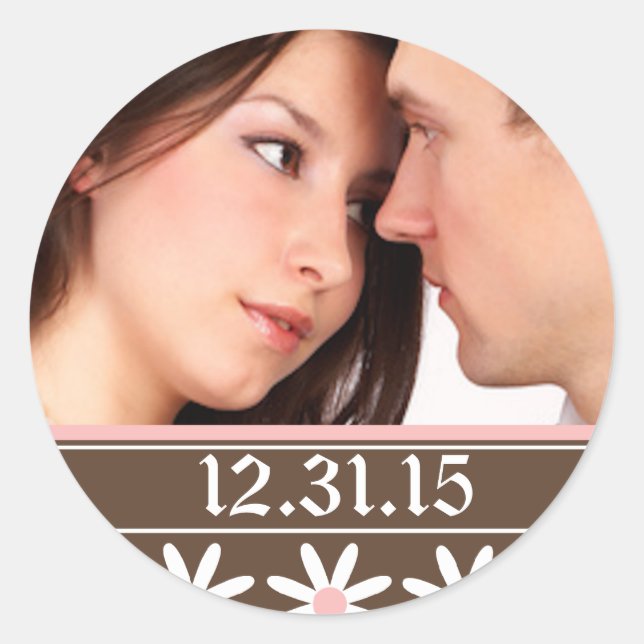 Pegatina Redonda Pegatinas de boda con tu foto (Anverso)