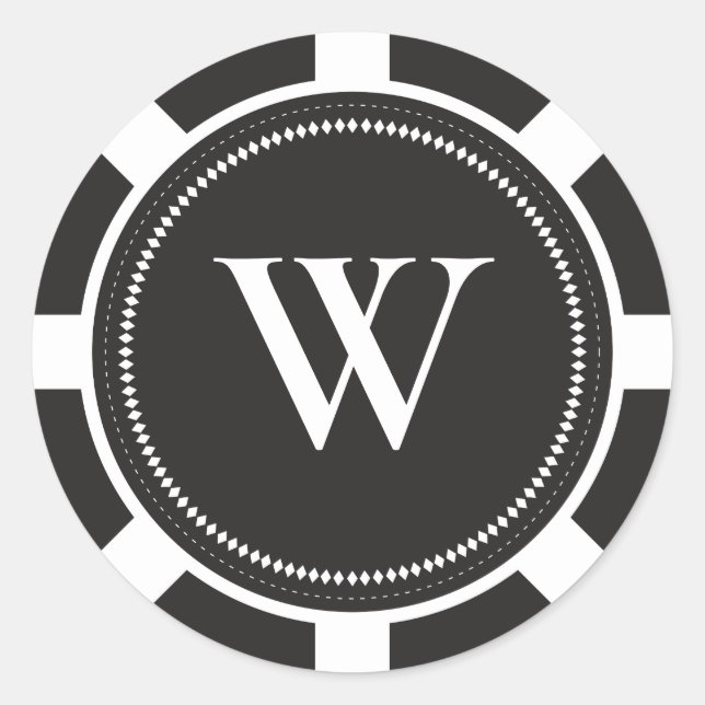 Pegatina Redonda Pegatinas de boda de Chip de Poker - Negro (Anverso)