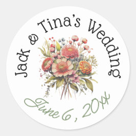 Pegatina Redonda Pegatinas de boda personalizadas