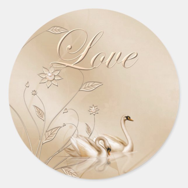 Pegatina Redonda Pegatinas de bodas de amor (Anverso)