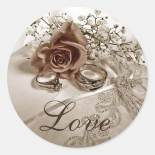 Pegatina Redonda Pegatinas de bodas de amor