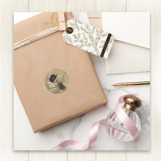 Pegatina Redonda Pegatinas de bodas de barril y boots (Subido por el creador)