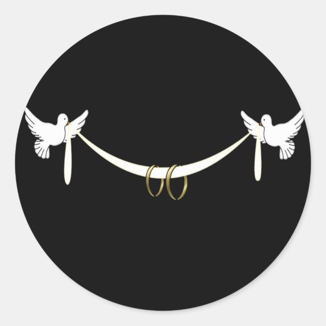 Pegatina Redonda Pegatinas de bodas de palomas blancas (Anverso)