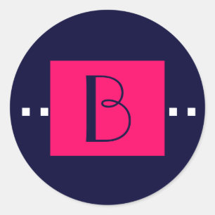 Pegatina Redonda Pegatinas de bodas del Monograma B Rosa de la Mari