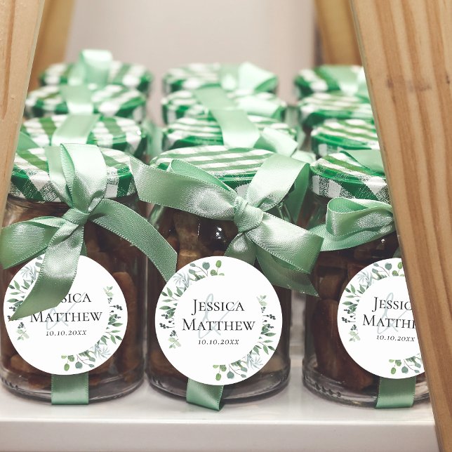 Pegatina Redonda Pegatinas de bodas rusticas de Eucalyptus (Eucalyptus Rustic Wedding Stickers)