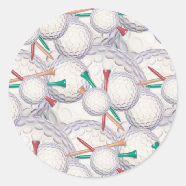 Pegatina Redonda Pegatinas de bolas de golf y tees (Anverso)
