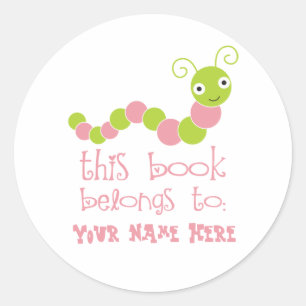 Pegatina Redonda Pegatinas de Bookworm Personalizados