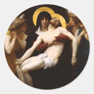 Pegatina Redonda Pegatinas de Bouguereau Pieta