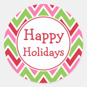 Pegatina Redonda Pegatinas de Bright Happy Holidays