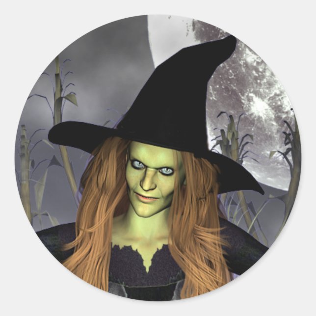 Pegatina Redonda Pegatinas de brujas clásicos de la conjuración (Anverso)