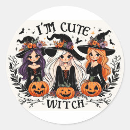 Pegatina Redonda Pegatinas de brujas de corte