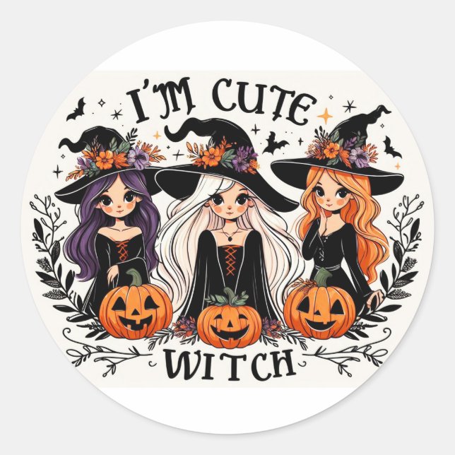 Pegatina Redonda Pegatinas de brujas de corte (Anverso)