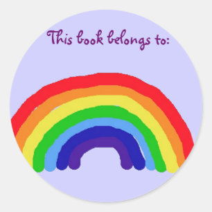 Pegatina Redonda PEGATINAS de BT- Rainbow 'Este libro pertenece a'