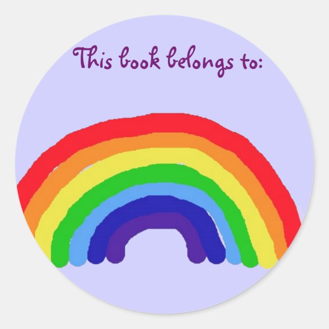 Pegatina Redonda PEGATINAS de BT- Rainbow 'Este libro pertenece a' (Anverso)