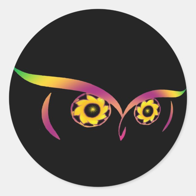 Pegatina Redonda pegatinas de búho arco iris (Anverso)