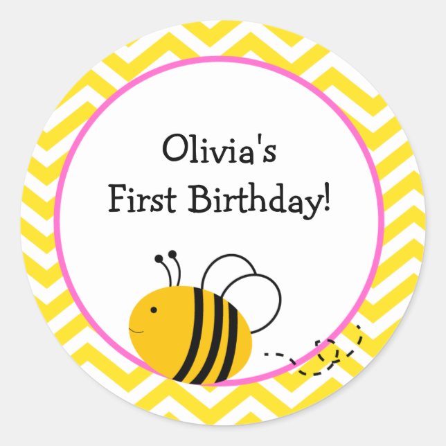 Pegatina Redonda Pegatinas de Bumble Bee (Anverso)