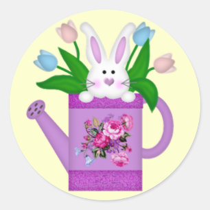Pegatina Redonda Pegatinas de Bunny in a Waters Can