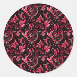 Pegatina Redonda Pegatinas de Burgundy Paisley