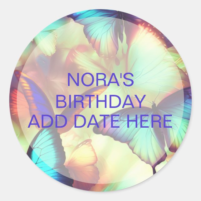 Pegatina Redonda Pegatinas de Butterfly Scrapbooking (Anverso)