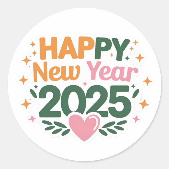 Pegatina Redonda Pegatinas de cada celebración del Año Nuevo 2025 (Anverso)