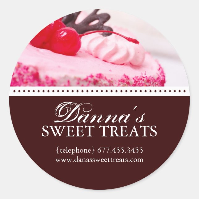 Pegatina Redonda Pegatinas de caja del Diseñador de tartas (Anverso)
