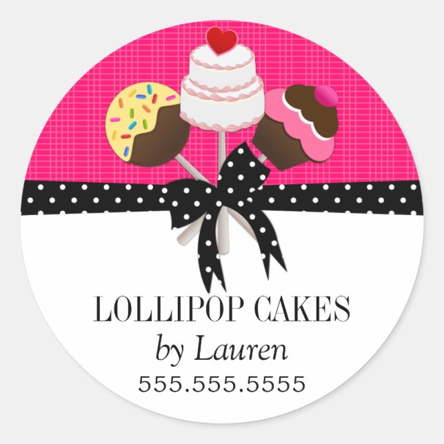 Pegatina Redonda Pegatinas de Cake Pops Fuchsia (Anverso)