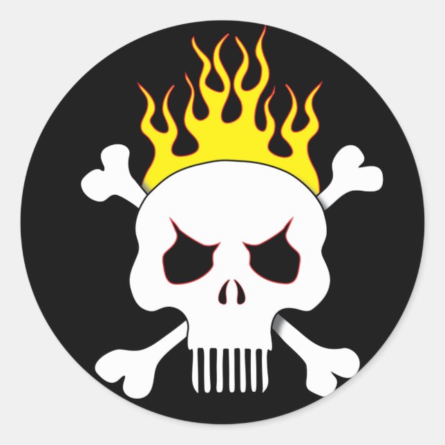 Pegatina Redonda Pegatinas de calaveras y llamas (Anverso)