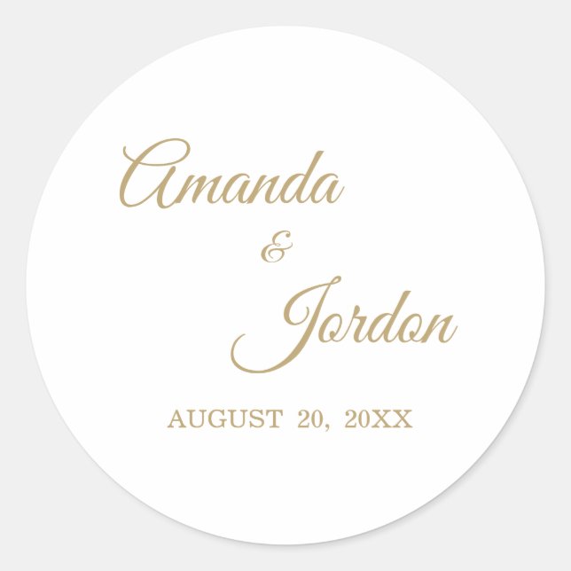 Pegatina Redonda Pegatinas de caligrafía simple de oro (Anverso)