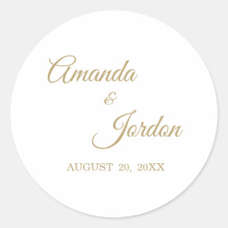 Pegatina Redonda Pegatinas de caligrafía simple de oro