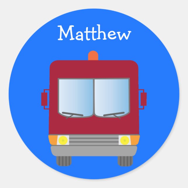 Pegatina Redonda Pegatinas de camiones de bomberos (Anverso)