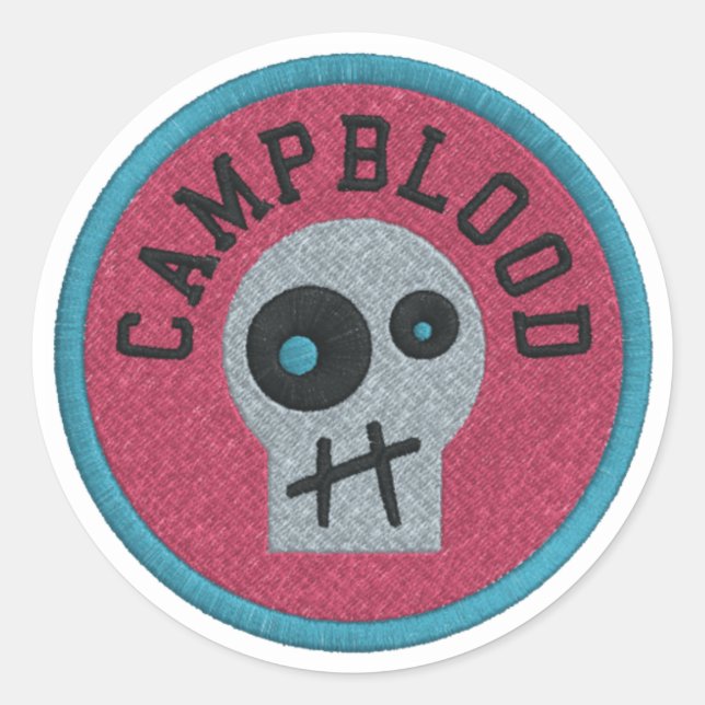Pegatina Redonda Pegatinas de CampBlood Skully Merit Badge (Anverso)