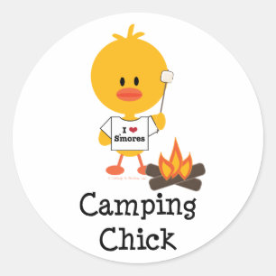 Pegatina Redonda Pegatinas de camping Chick