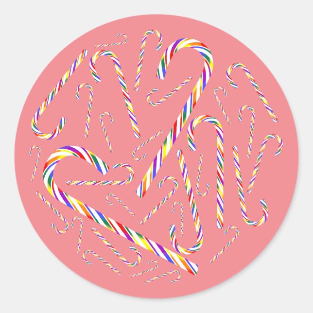 Pegatina Redonda PEGATINAS de Candy Cane del Orgullo LGBT+ (Anverso)